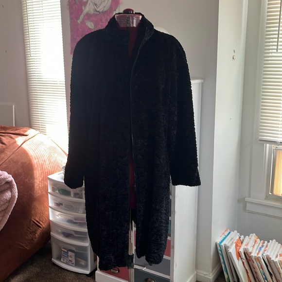 Utex ud new without tags winter black coat with amazing texture lined large - Picture 1 of 17